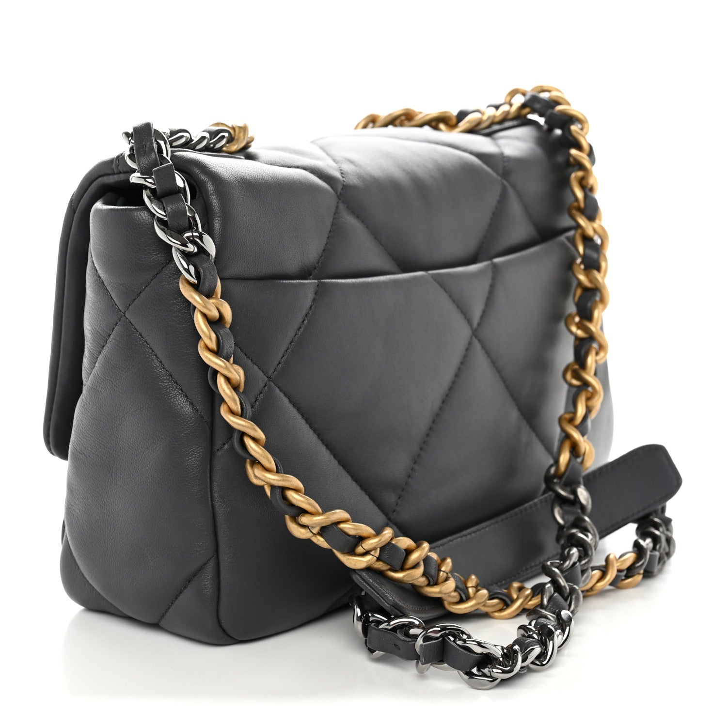 Chanel Lambskin Quilted Medium Chanel 19 Flap Dark Grey