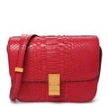 Celine Snakeskin Medium Classic Box Flap Red