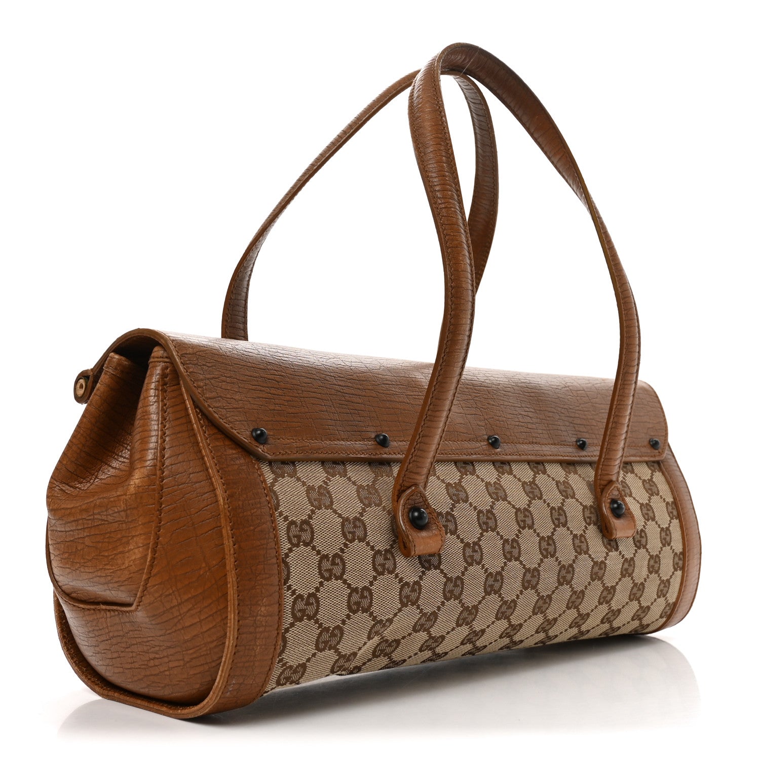Gucci Monogram Bamboo Bullet Handbag Brown
