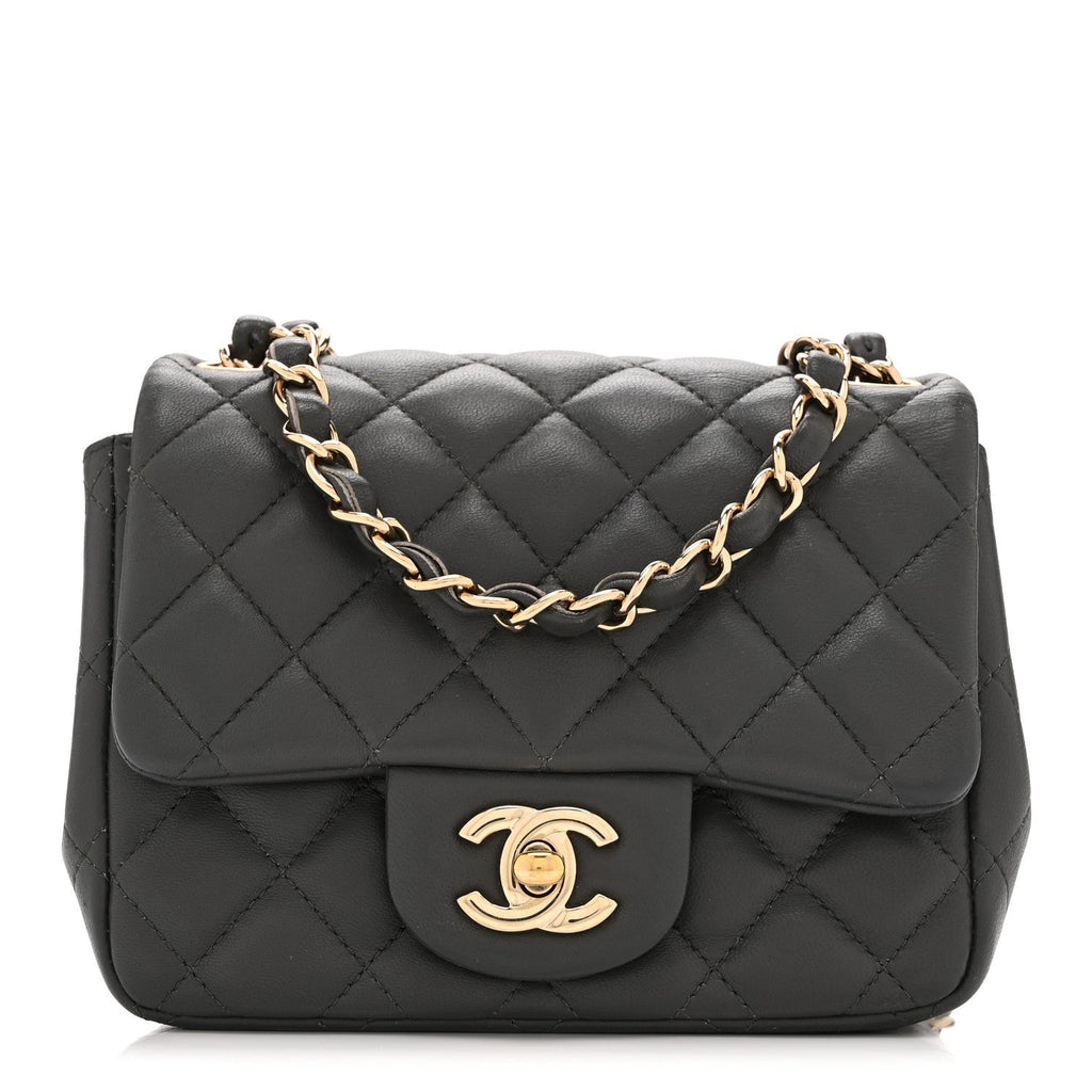 Chanel Lambskin Quilted Mini Square Flap Dark Grey