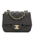 Chanel Lambskin Quilted Mini Square Flap Dark Grey