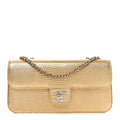 Chanel Metallic Calfskin Lizard Embossed Small East West Flap Gold