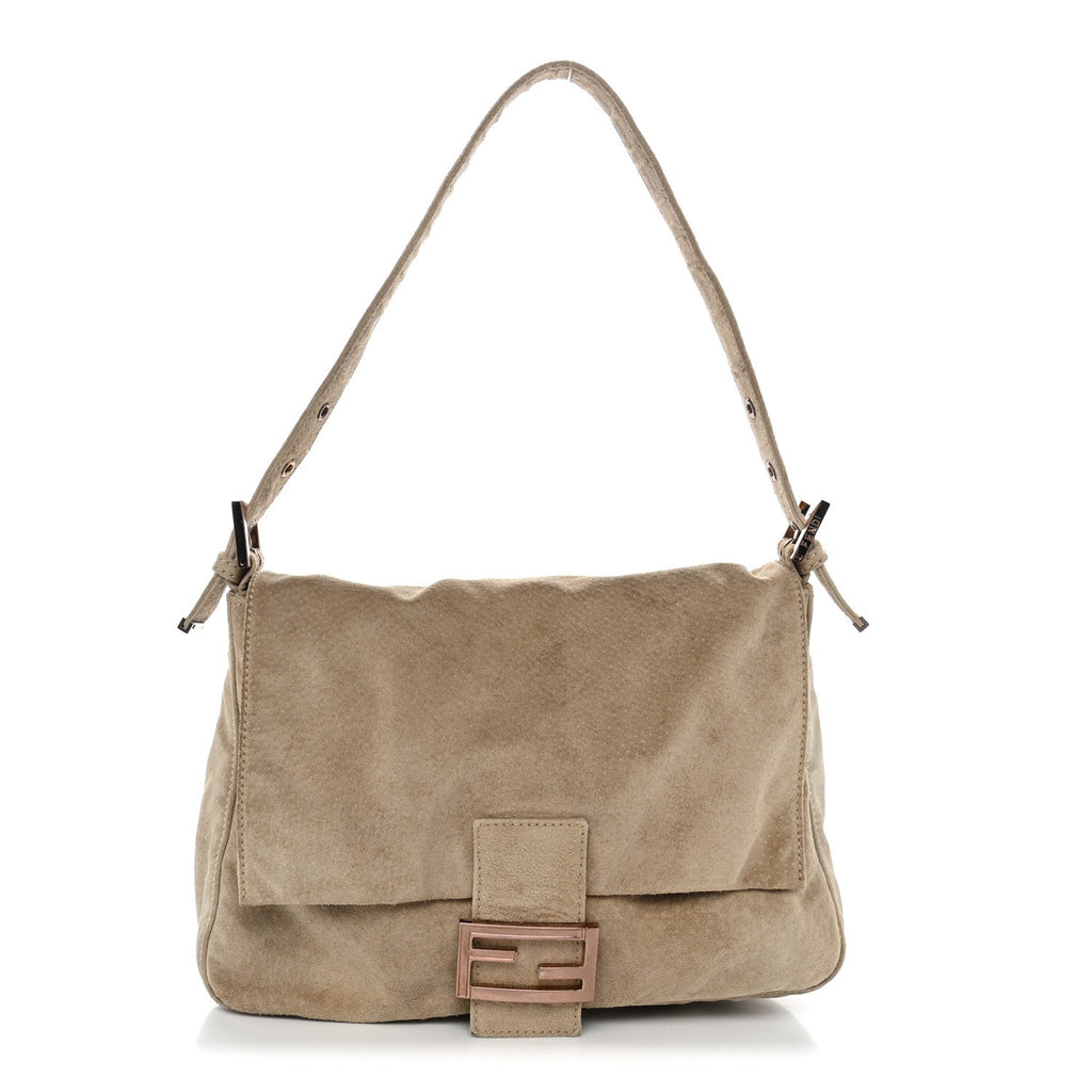 Fendi Suede Mama Baguette Beige front view