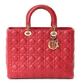 Dior Lambskin Cannage Large Lady Dior Red