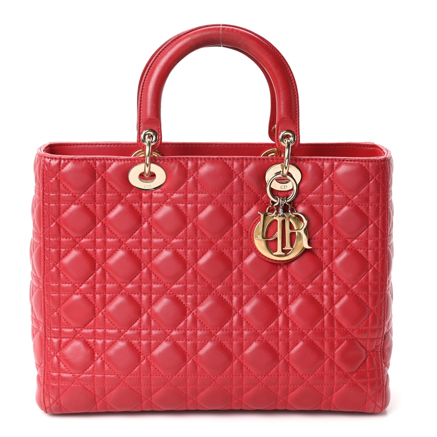 Dior Lambskin Cannage Large Lady Dior Red