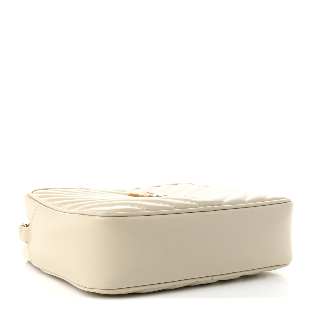 Saint Laurent Calfskin Matelasse Monogram Lou Camera Bag Crema Soft