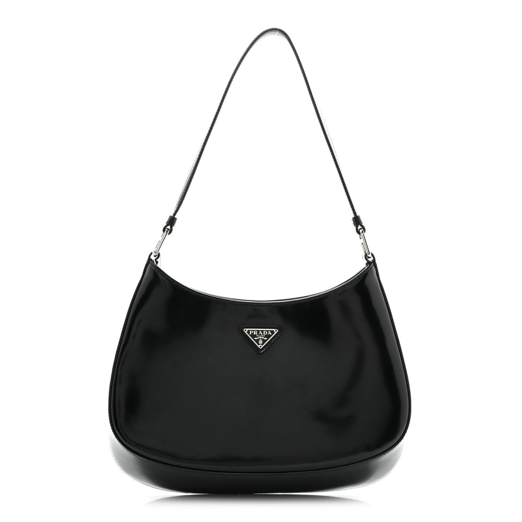 Prada Spazzolato Cleo Shoulder Bag Black