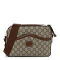 Gucci GG Supreme Monogram Azalea Calfskin Retro Interlocking G Messenger Shoulder Bag Beige Ebony Brown Sugar