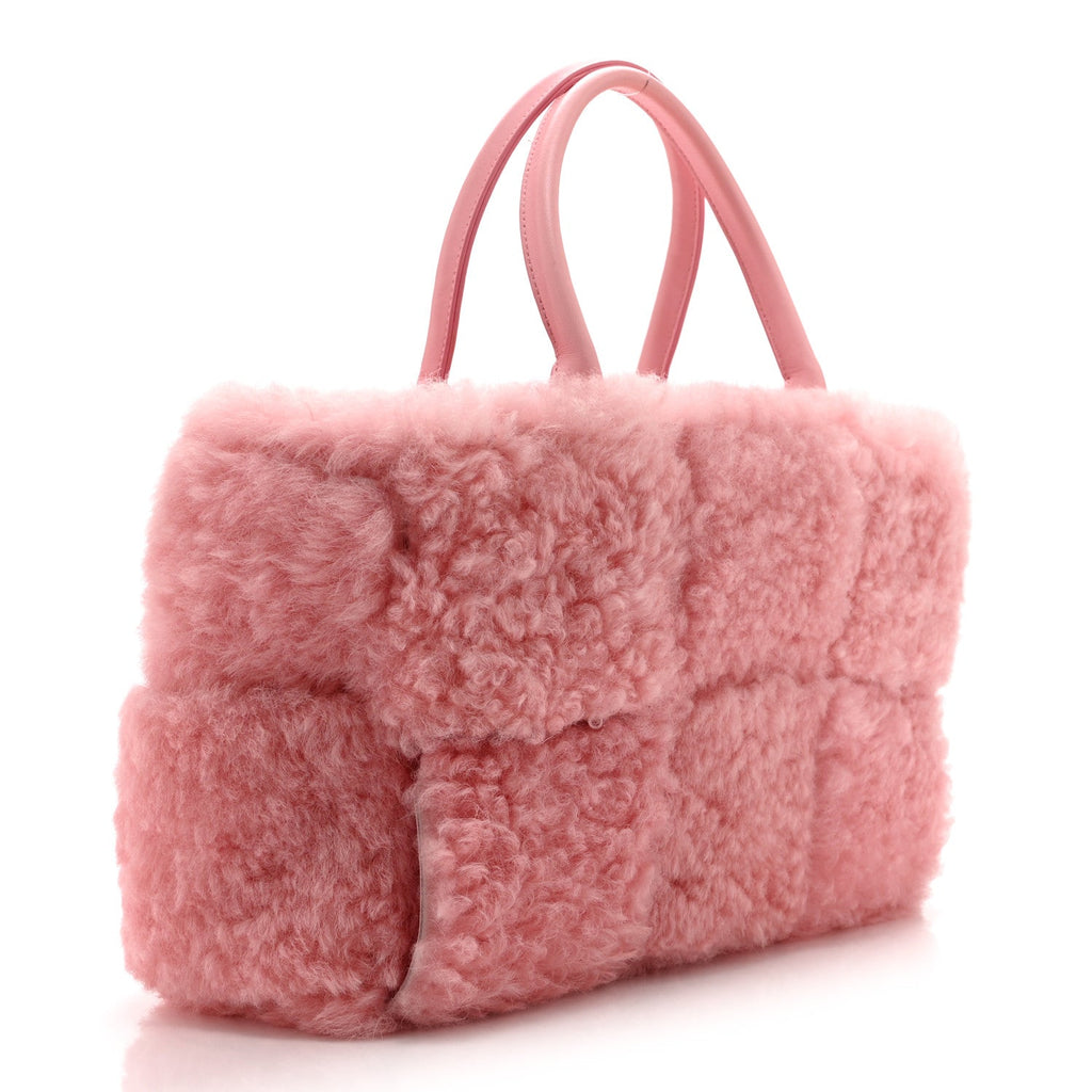 Bottega Veneta Shearling Small Intrecciato Arco Tote Popsicle