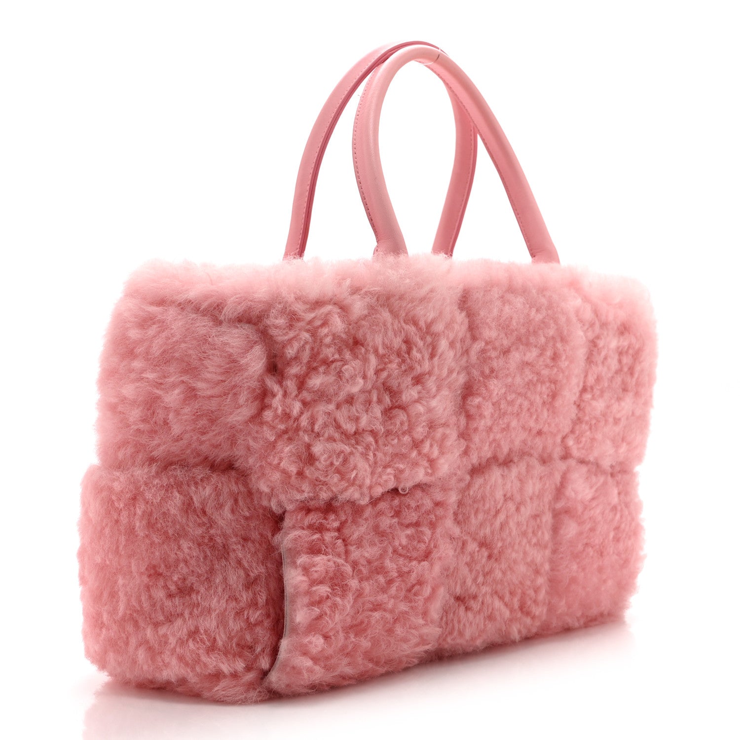 Bottega Veneta Shearling Small Intrecciato Arco Tote Popsicle