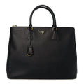 Pradaaffiano Lux Extra Large Galleria Double Zip Tote Black