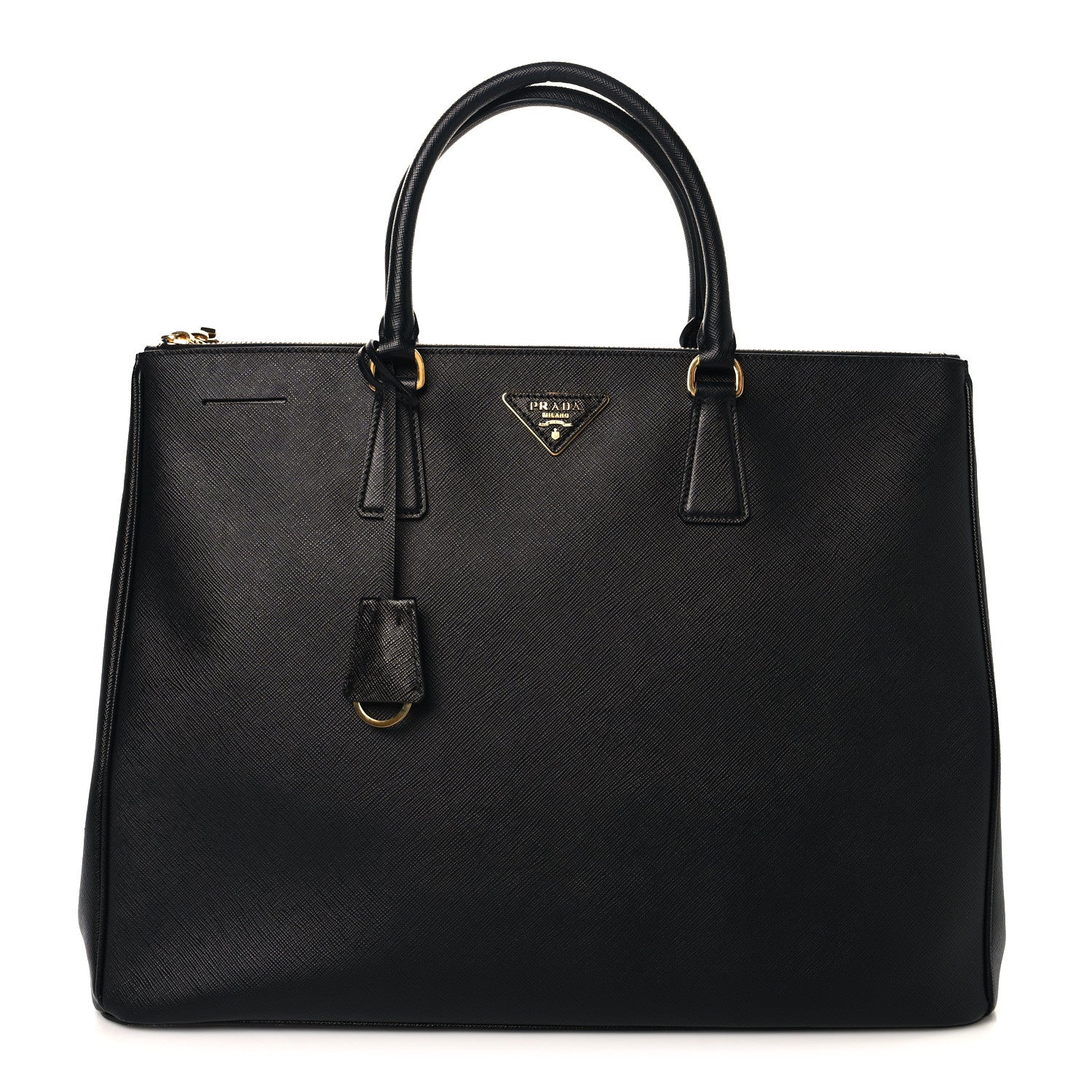 Pradaaffiano Lux Extra Large Galleria Double Zip Tote Black