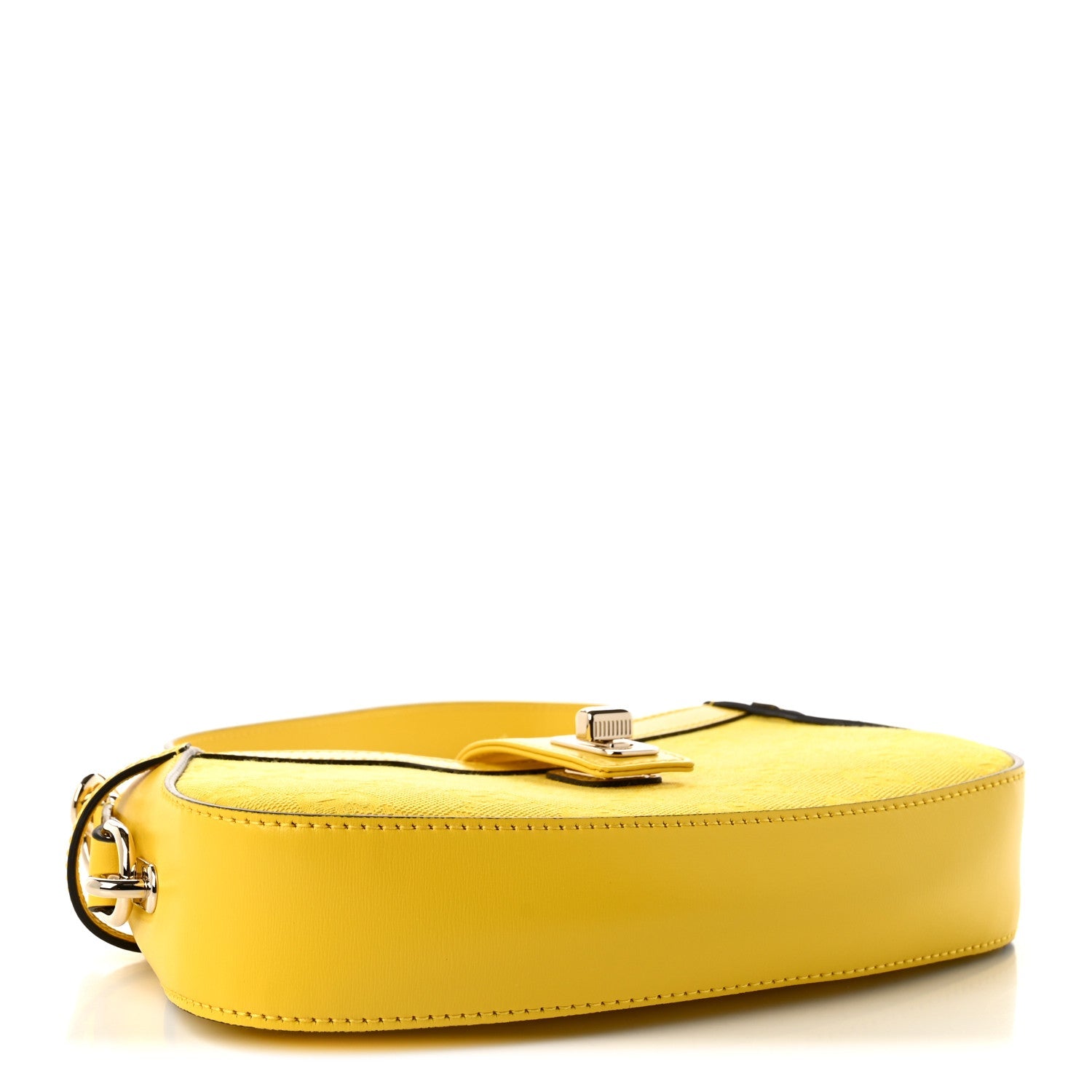 Gucci Calfskin Monogram Mini Moon Side Shoulder Bag Yellow