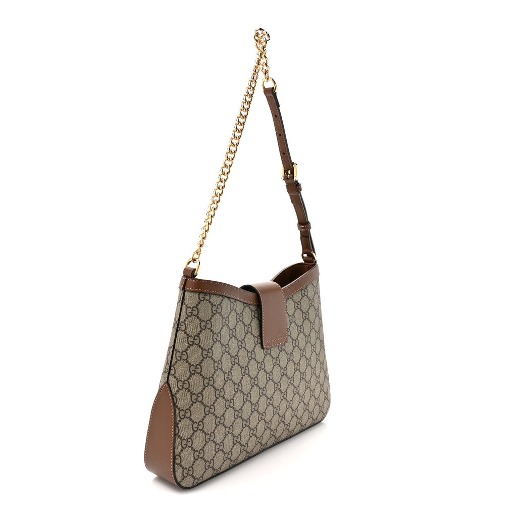 Gucci GG Supreme Monogram Medium Padlock Shoulder Bag Beige Ebony Brown Sugar