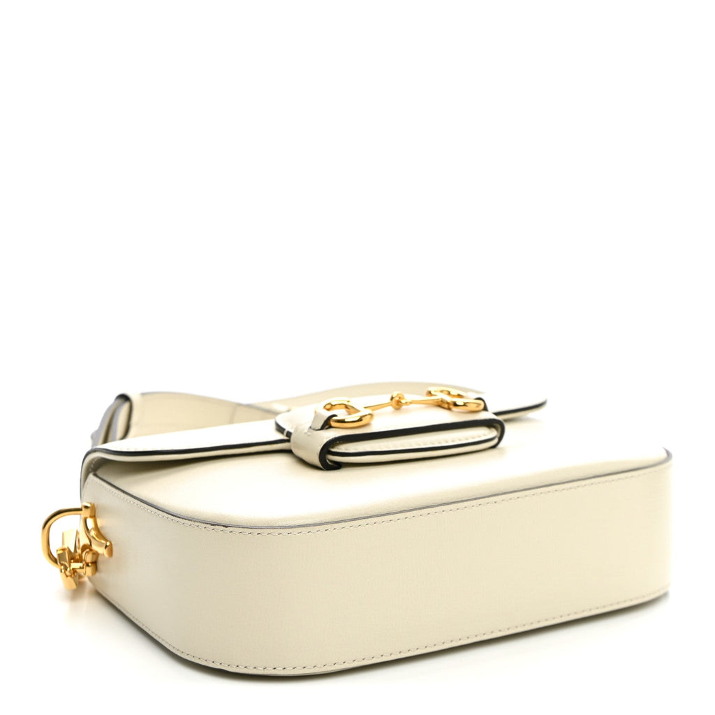 Gucci Azalea Calfskin Web Mini Horsebit 1955 Shoulder Bag Mystic White