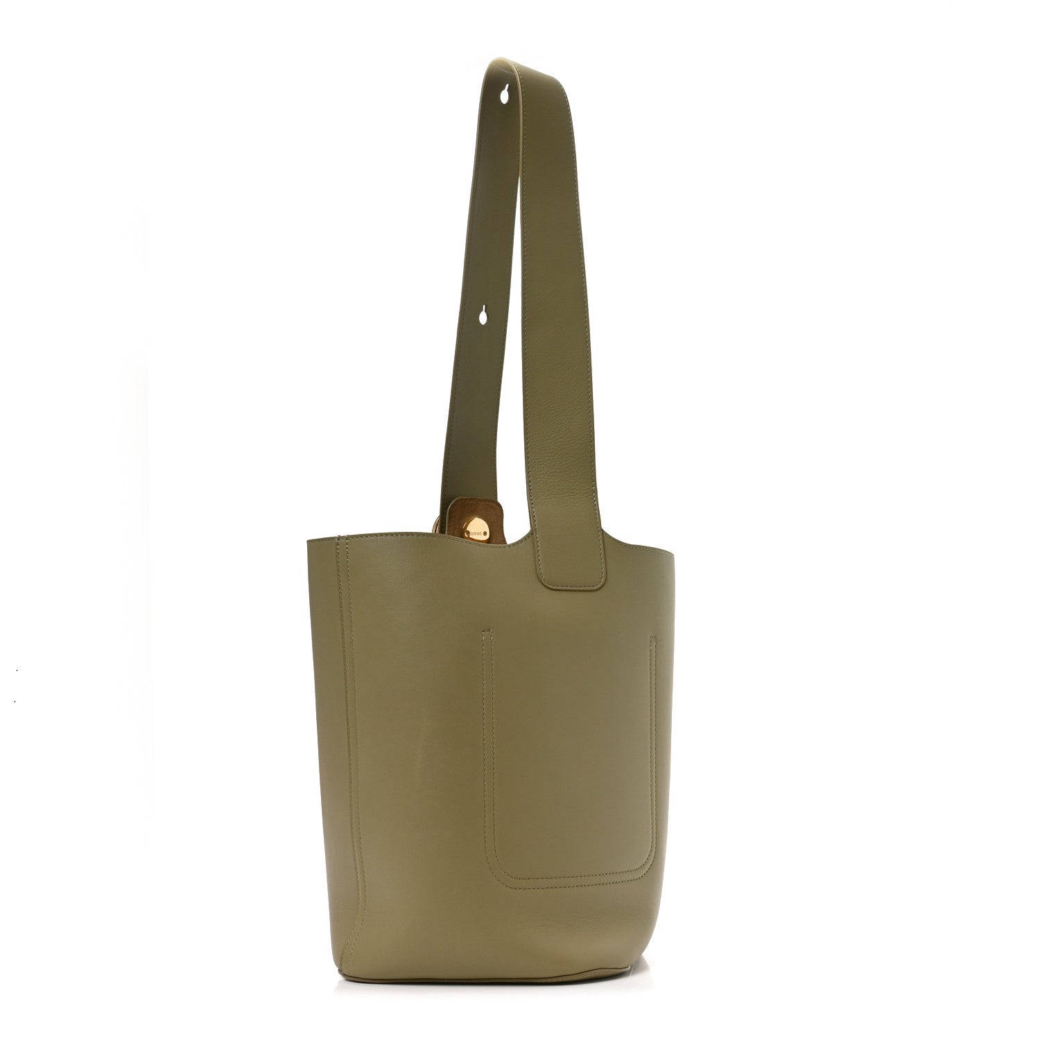 Loewe Smooth Calfskin Medium Pebble Bucket Bag Eucalyptus
