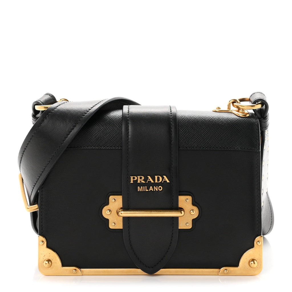 Prada City Calf Saffiano Cahier Bag Black