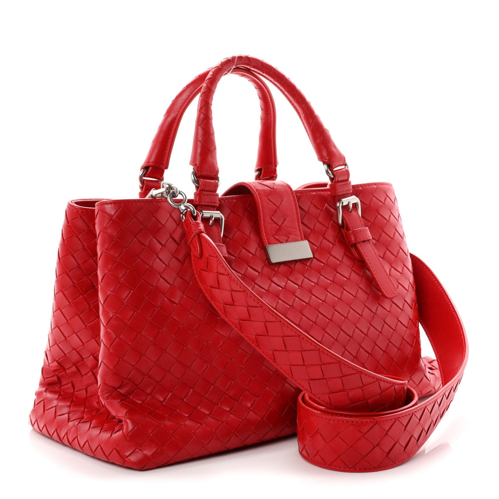 Bottega Veneta Nappa Intrecciato Small Roma Tote Red