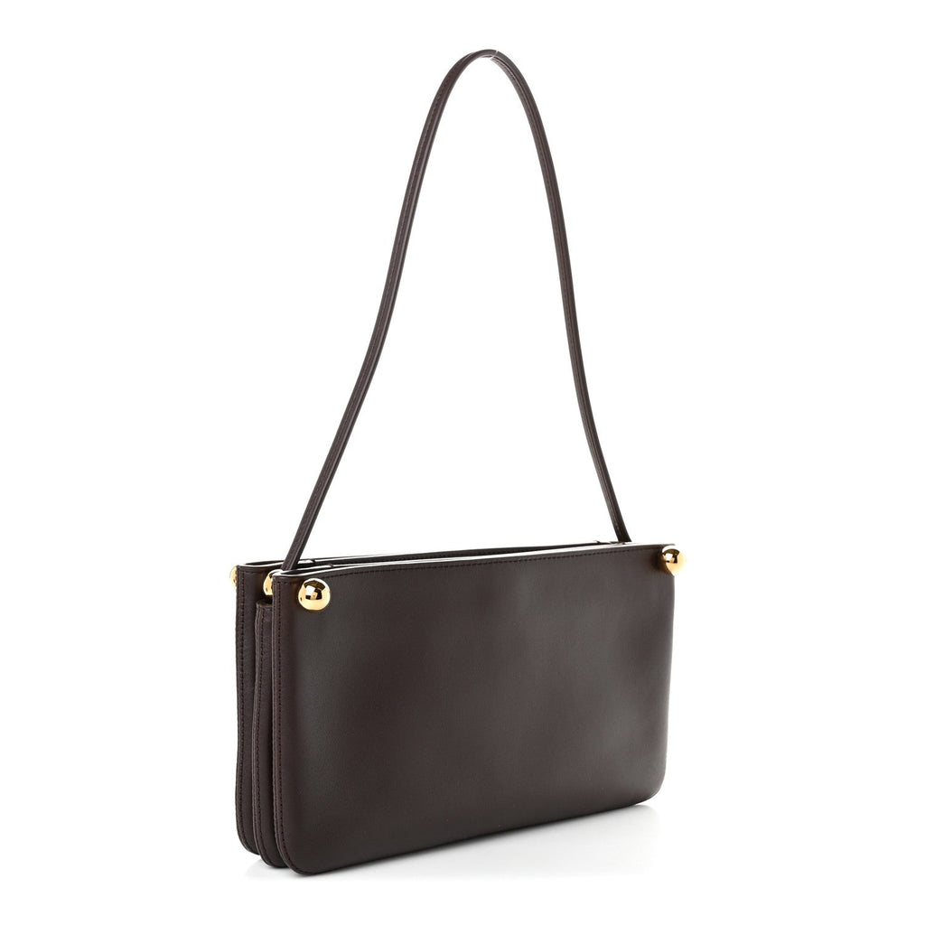 Chanel Calfskin Chick Studs Clutch Dark Brown
