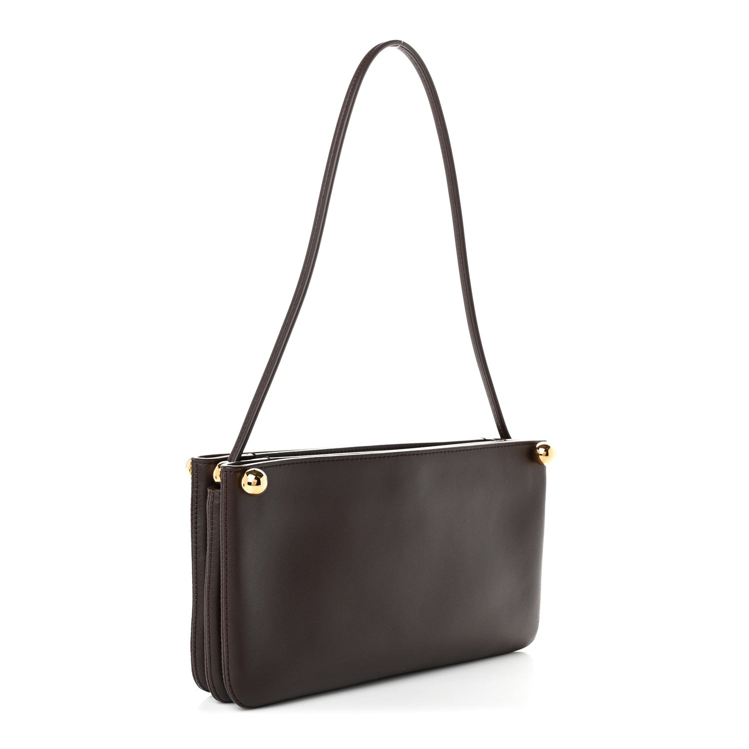 Chanel Calfskin Chick Studs Clutch Dark Brown