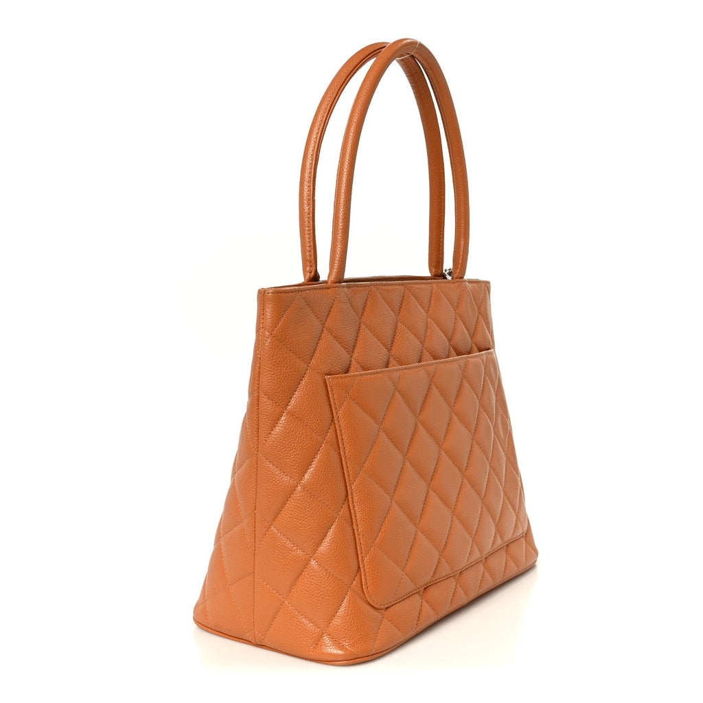 Chanel Caviar Quilted Medallion Tote Orange