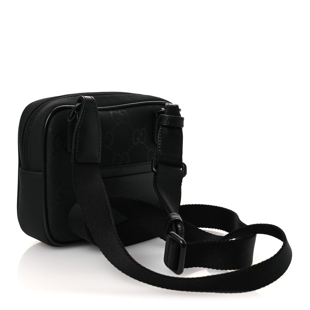 Gucci Rubber Effect Monogram GG Crossbody Bag Black
