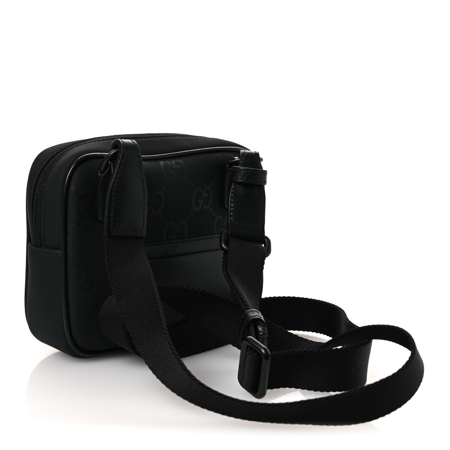 Gucci Rubber Effect Monogram GG Crossbody Bag Black