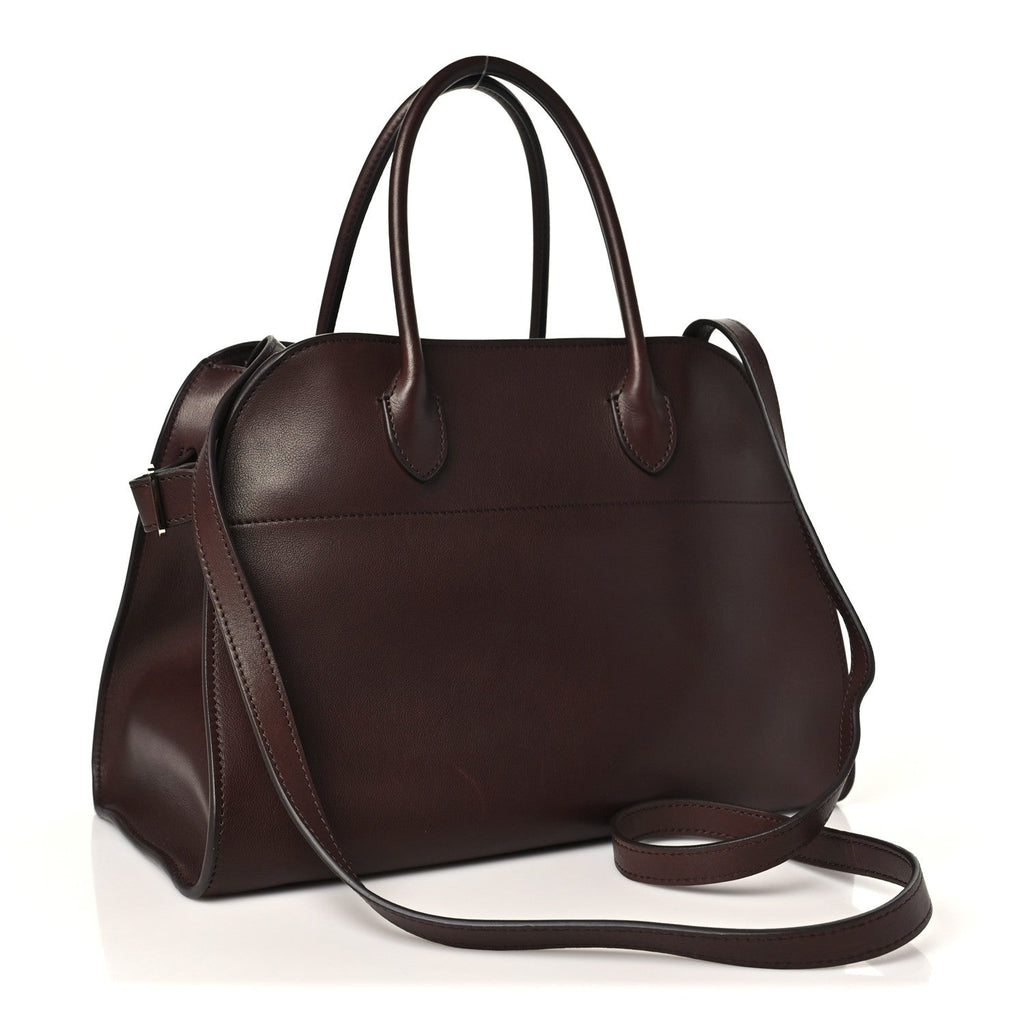 The Row Polished Saddle Calfskin Soft Margaux 12 Dark Brown