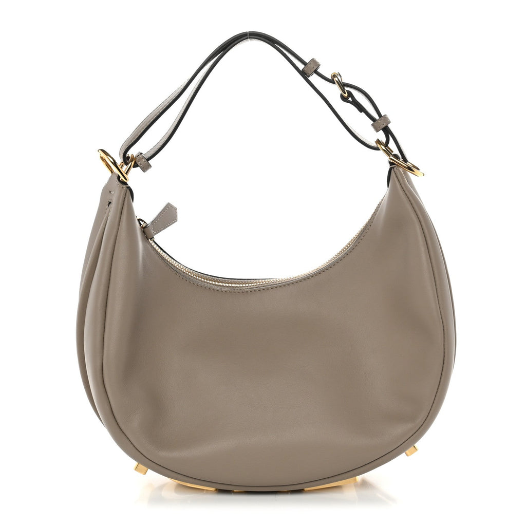 Fendi Vitello Grace Matte Small Fendigraphy Hobo Bag Tortora
