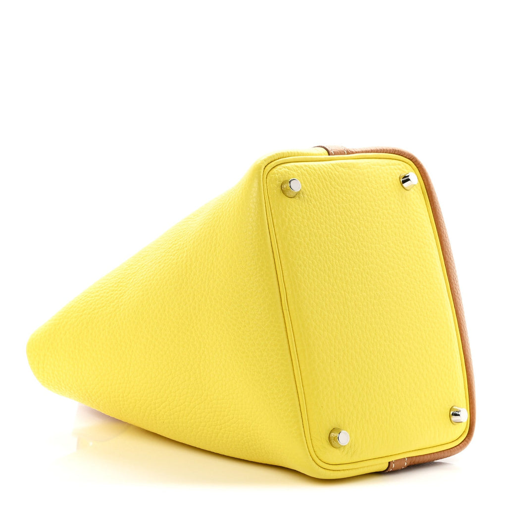 Hermès Taurillon Clemence Casaque Picotin Lock 18 PM Lime Sesame