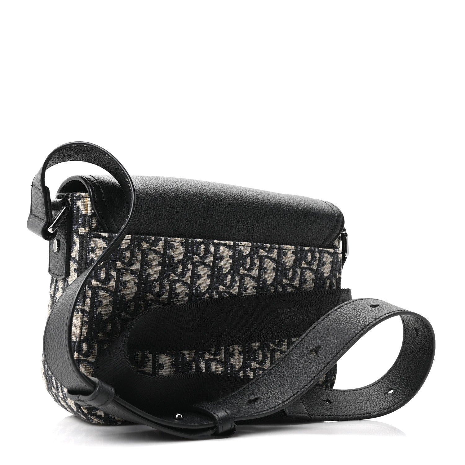 Dior Oblique Jacquard Grained Calfskin Small Saddle Messenger Bag Beige Black