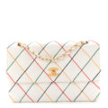 Chanel Calfskin Rainbow Stitched Medium Flap White Multicolor