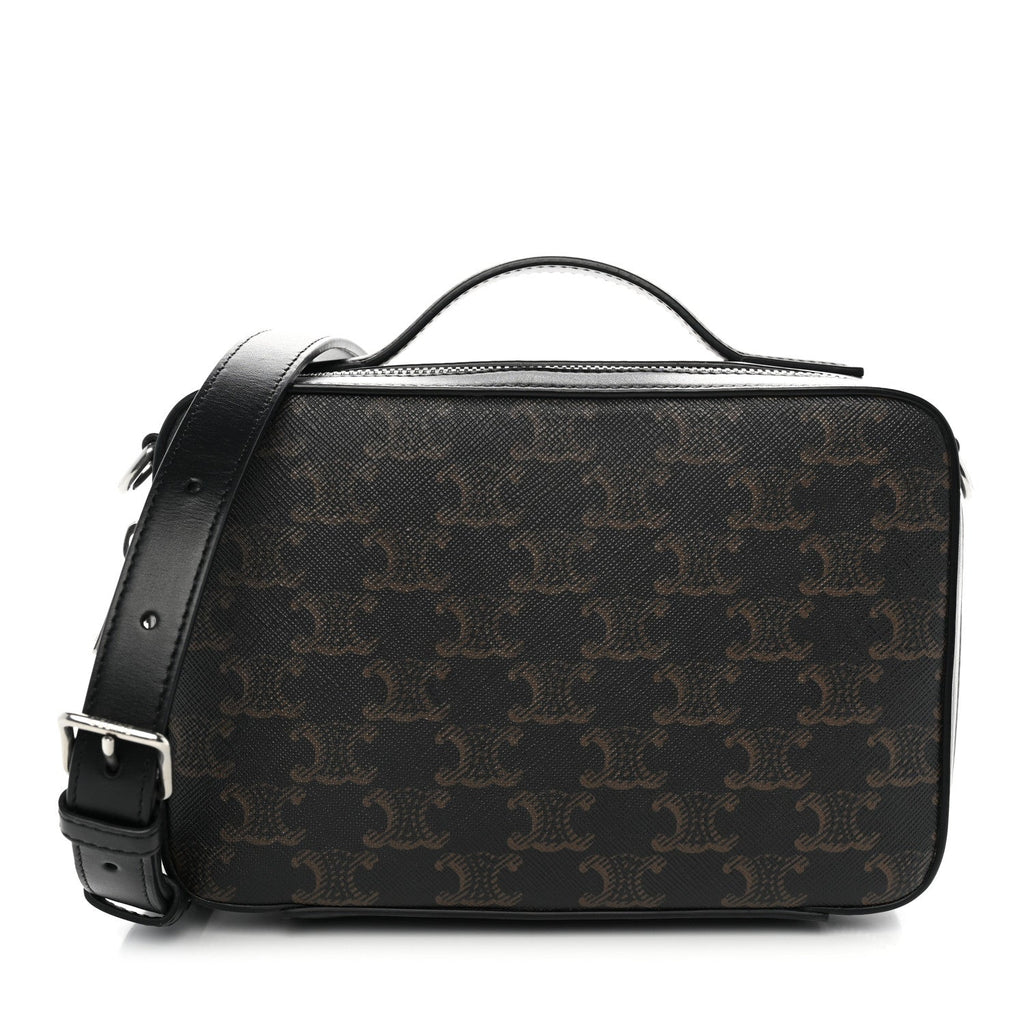 Celine Triomphe Canvas Top Handle Messenger Box Black