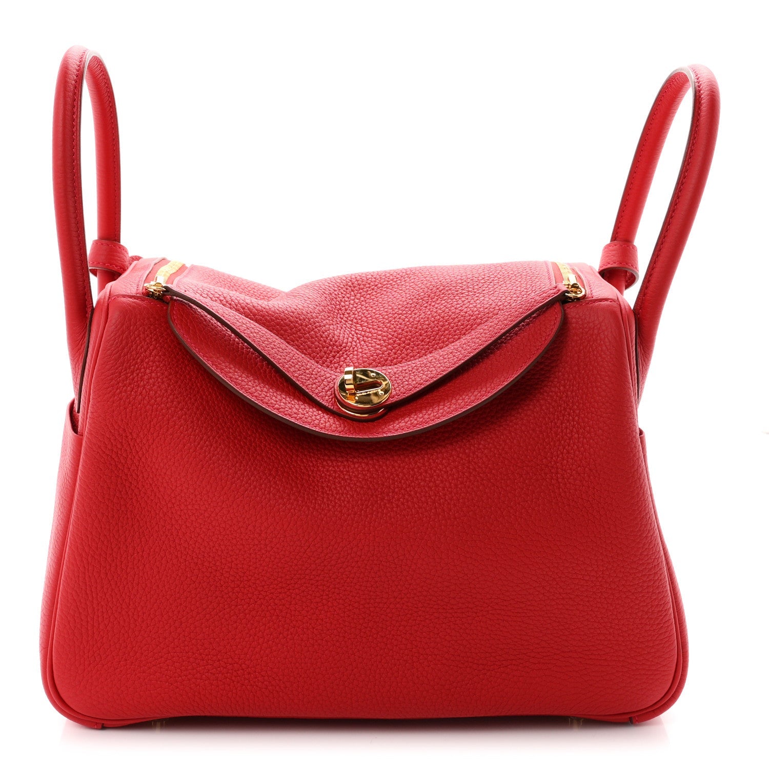 Hermès Taurillon Clemence Lindy 30 Rouge Casaque