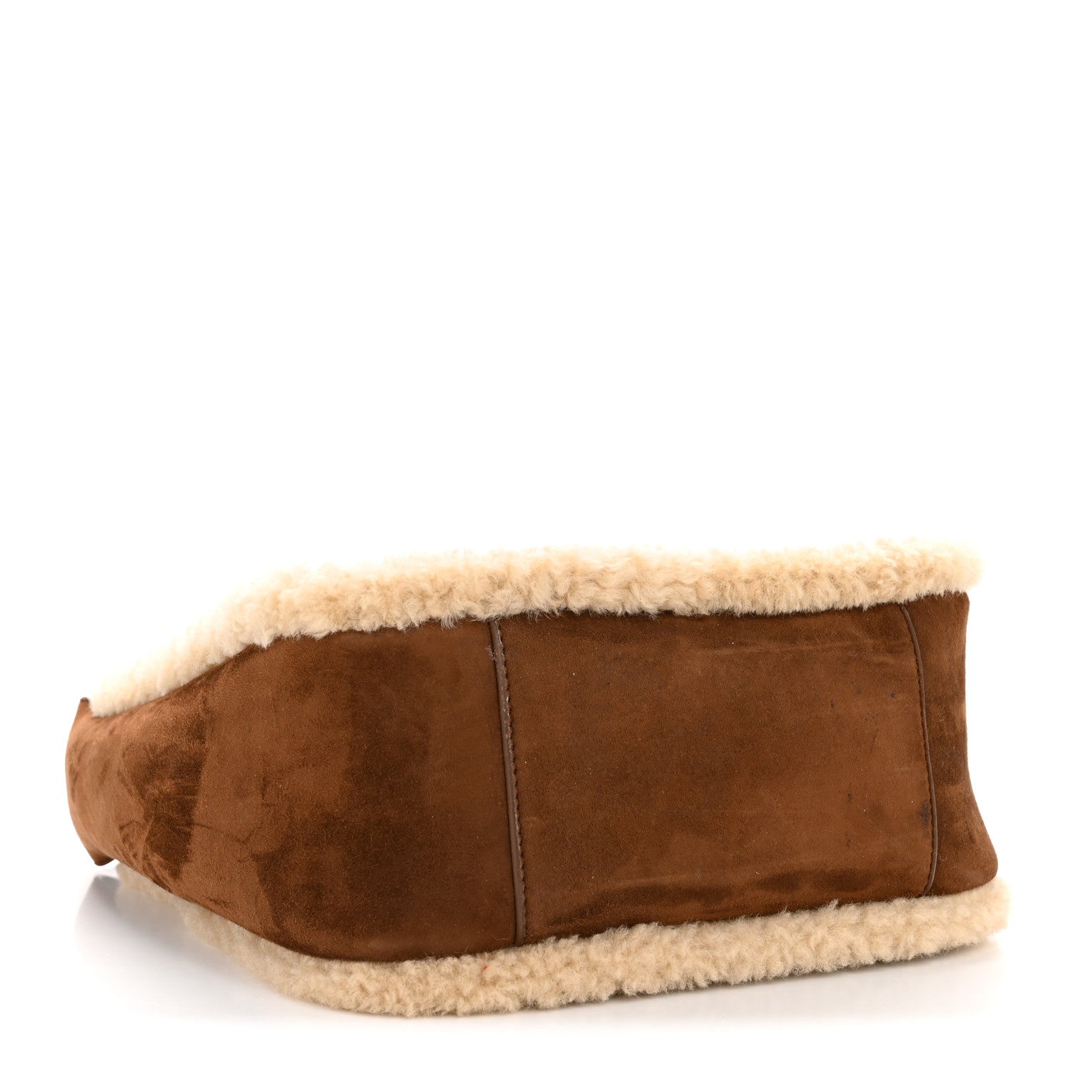Saint Laurent Suede Shearling Small Le 5 A 7 Soft Hobo Dark Sigaro Natural Beige