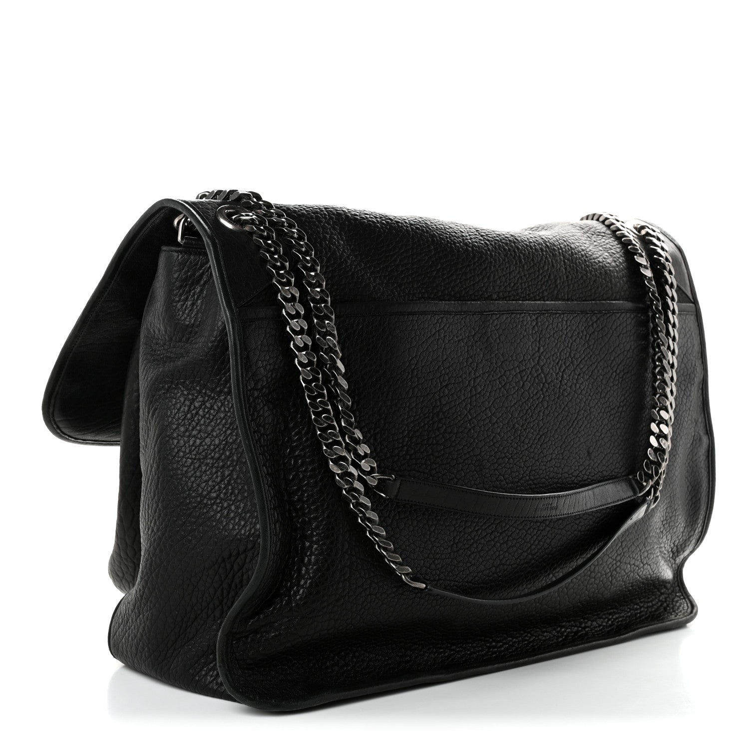 Saint Laurent Grained Lambskin Monogram Oversized Niki Chain Satchel Black