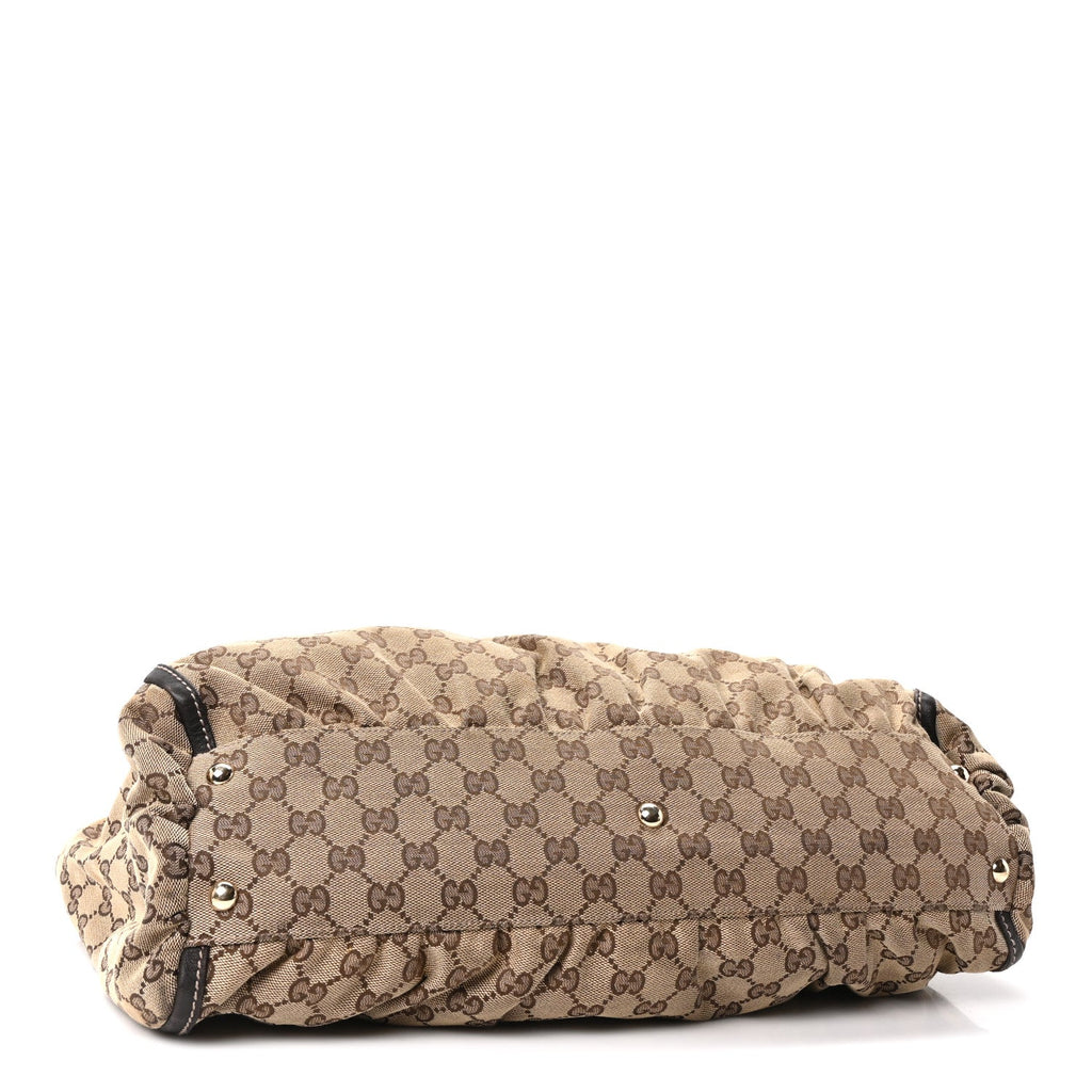 Gucci Monogram D Gold Tote Dark Brown