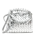 Bottega Veneta Metallic Lambskin Intrecciato Mini Hop Silver