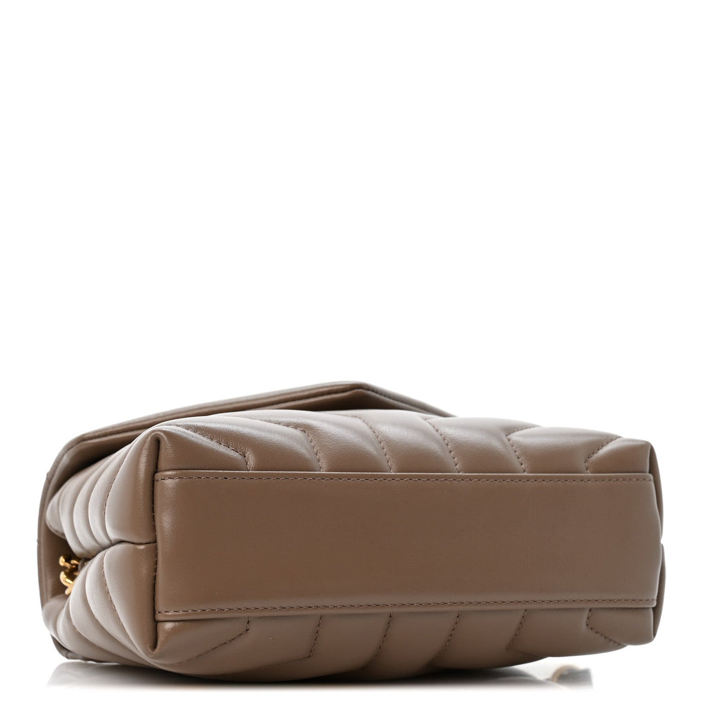 Saint Laurent Calfskin Y Quilted Monogram Toy Loulou Crossbody Bag Taupe