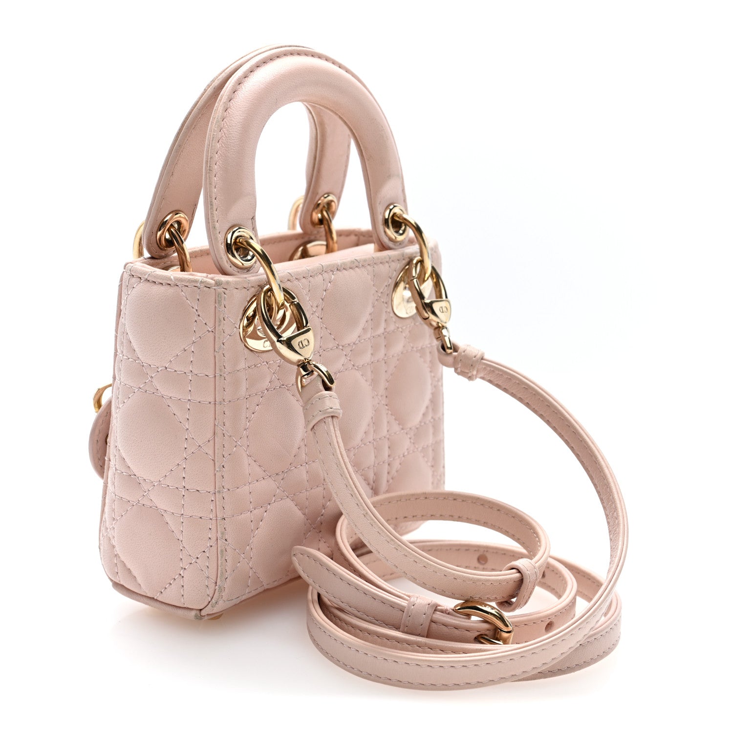 Dior Lambskin Cannage Micro Lady Dior Powder Pink
