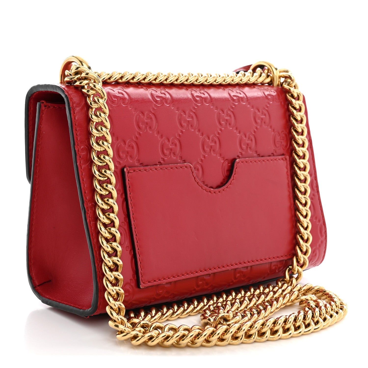 Gucci Guccissima Small Padlock Shoulder Bag Hibiscus Red