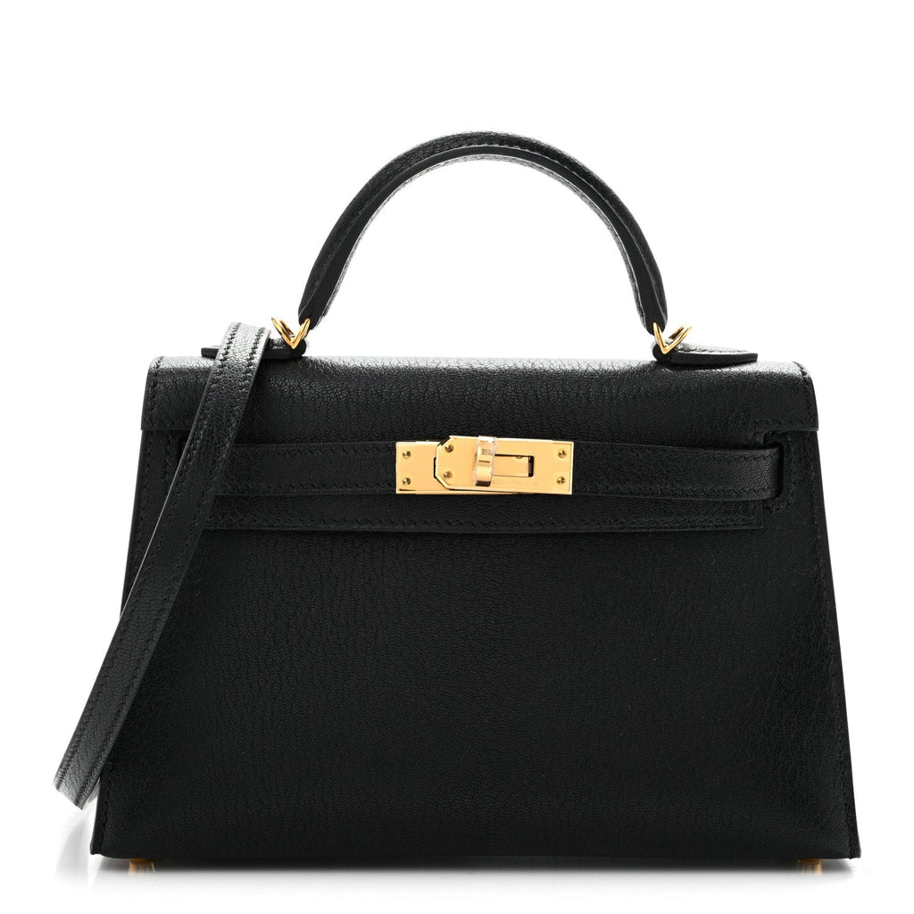 Hermès Chevre Mysore Mini Kelly Sellier 20 Black