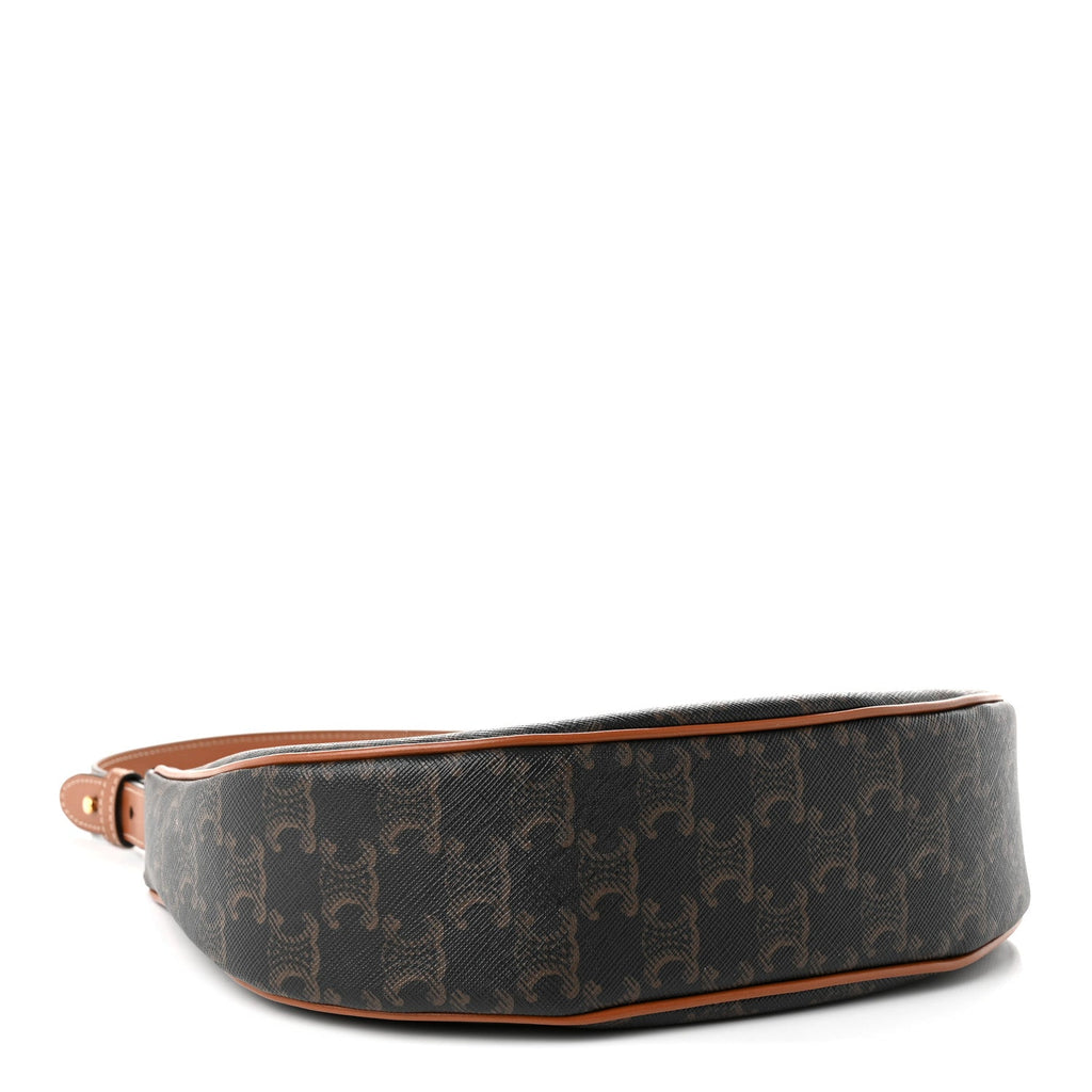 Celine Triomphe Canvas Calfskin Ava Shoulder Bag Tan