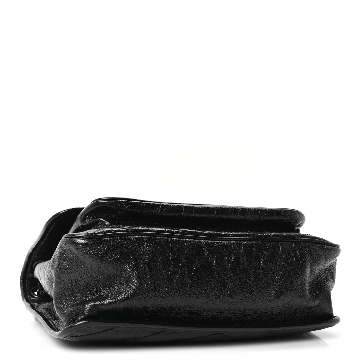 Saint Laurent Crinkled Calfskin Matelasse Monogram Medium Niki Chain Satchel Black