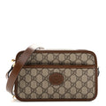 Gucci GG Supreme Monogram Azalea Calfskin Mini Retro Interlocking G Shoulder Bag Beige Ebony Brown Sugar