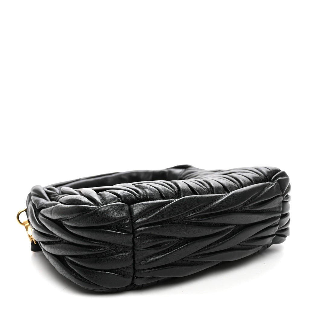 Miu Miu Nappa Matelasse Small Wander Hobo Black