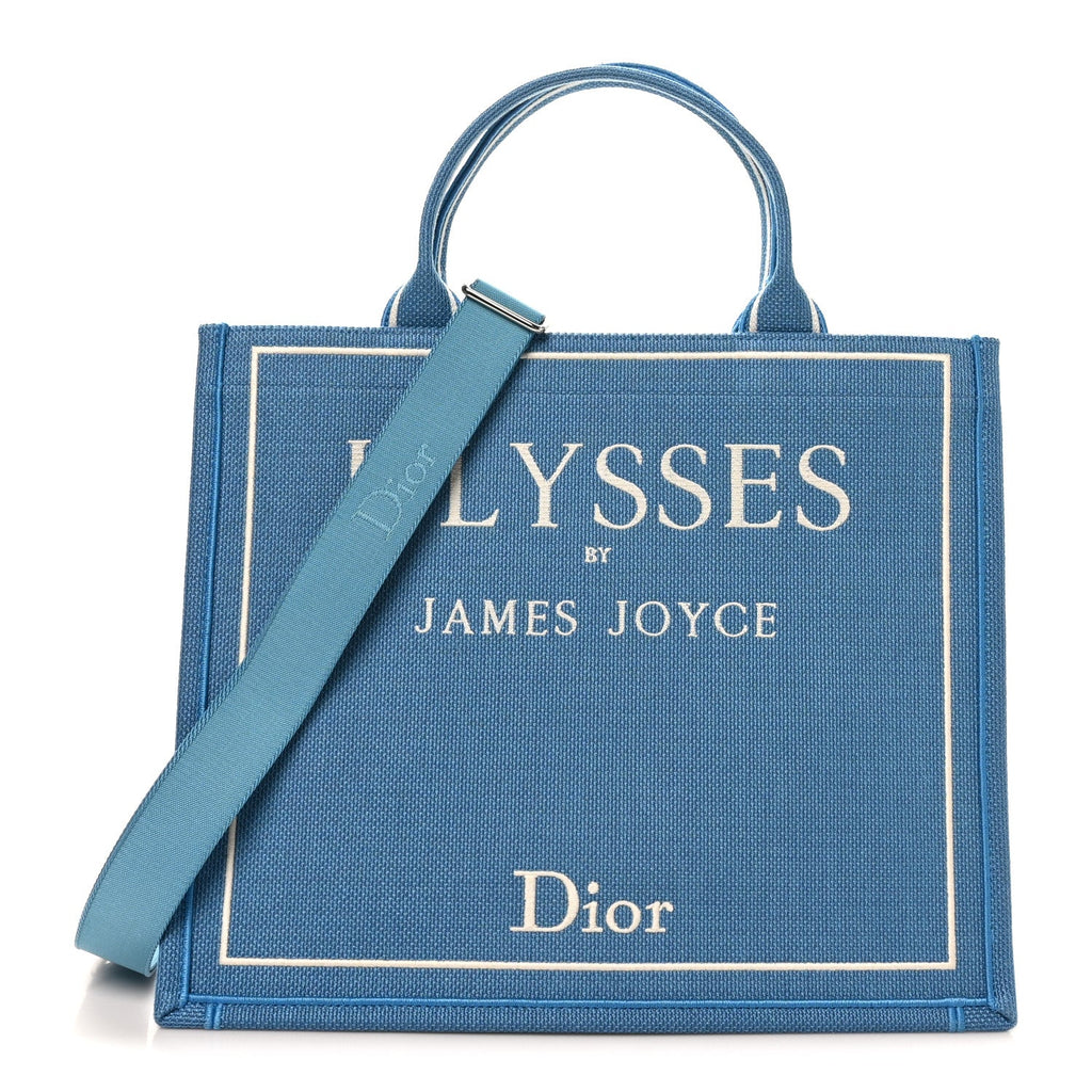 Dior Canvas Embroidered Medium Ulysses Book Tote Blue
