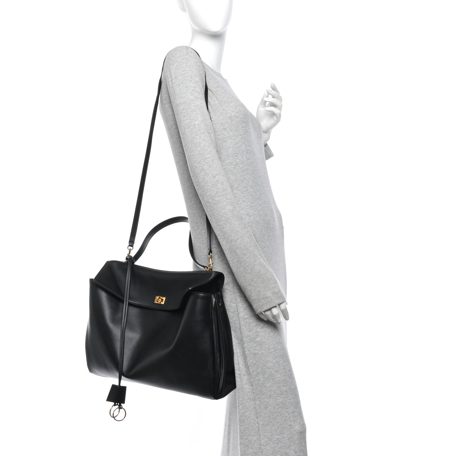 Balenciaga Smooth Calfskin Large Rodeo Top Handle Handbag Black