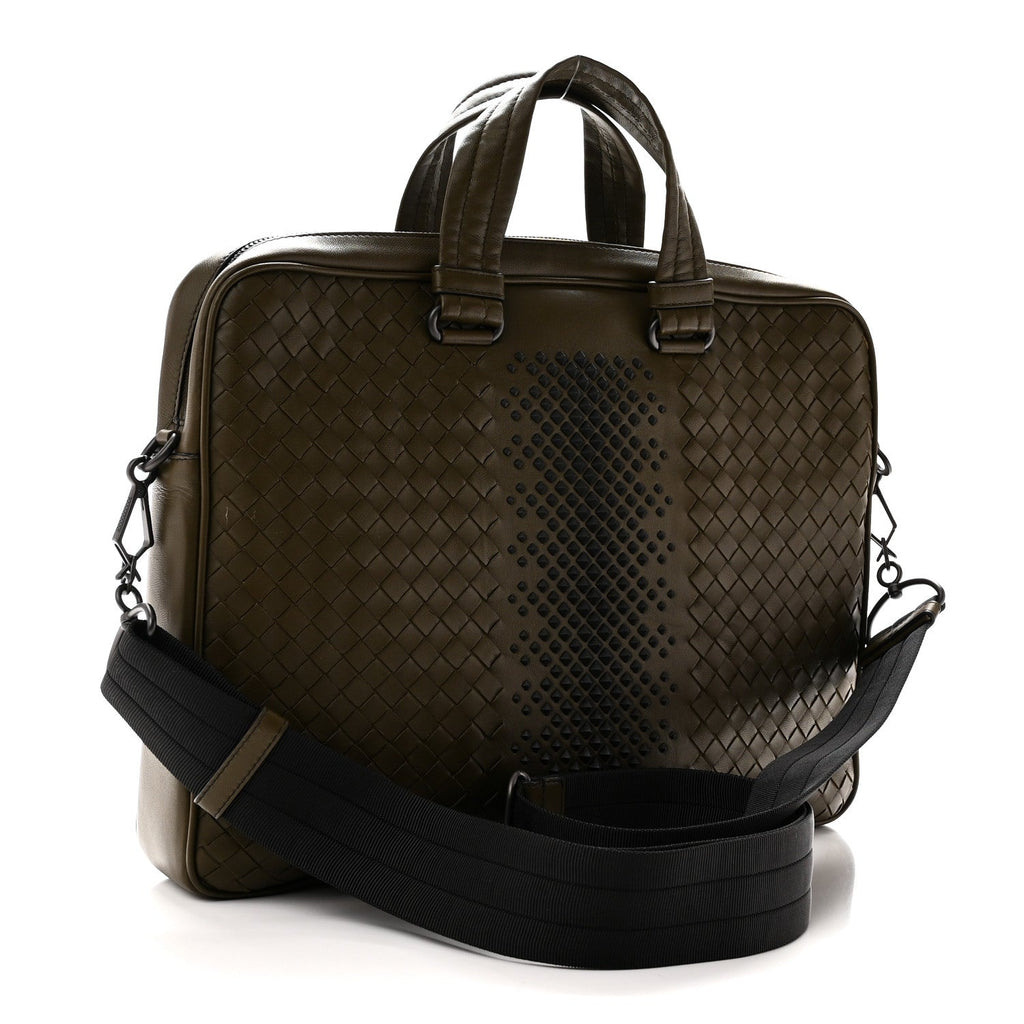 Bottega Veneta Nappa Intrecciato Medium Briefcase Khaki