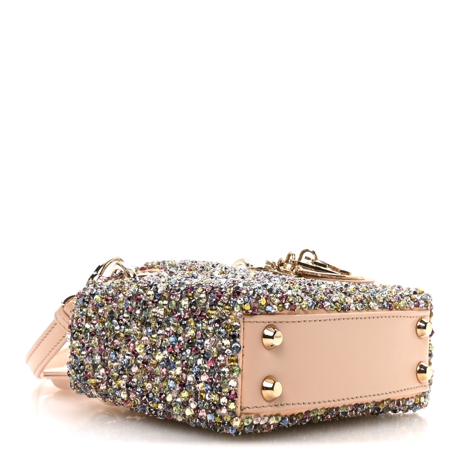Dior Satin Crystal Beaded Embroidered Micro Lady Dior Multicolor